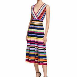 Milly Striped Surplice Dress - Medium